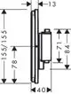 Hansgrohe Thermostat in Chrom für die Unterputzmontage, designed für zwei Verbraucher. Ansicht der Seitenansicht mit Maßen und technischen Details.